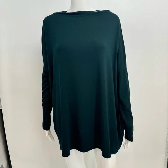 Bryn Walker Dimitri French Terry Knit Draped Neck Dolman Sleeve Oversized Tunic - Picture 2 of 12